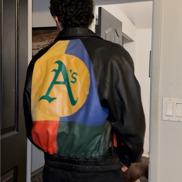 Vintage Oakland A’s Multi-Color Leather Jacket – Size Large – Slim Fit - Picture 4 of 6